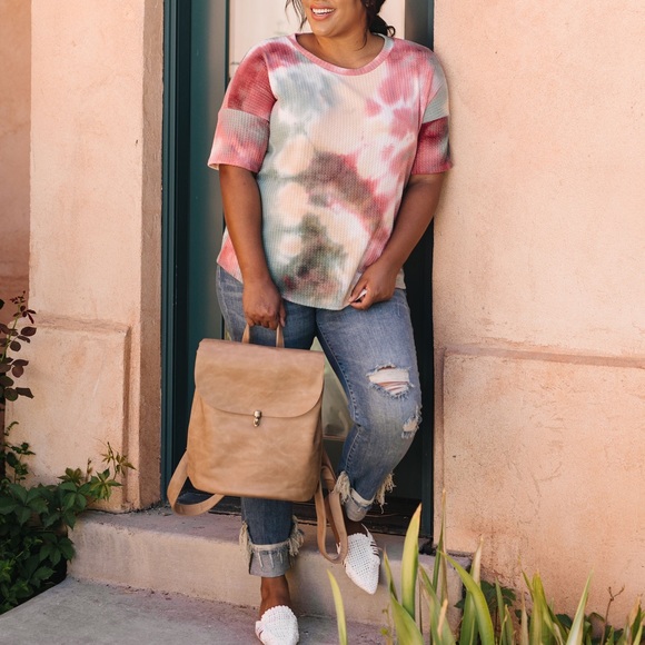 Waffle Knit Tie Dye Top in Sunrise - Picture 6 of 15